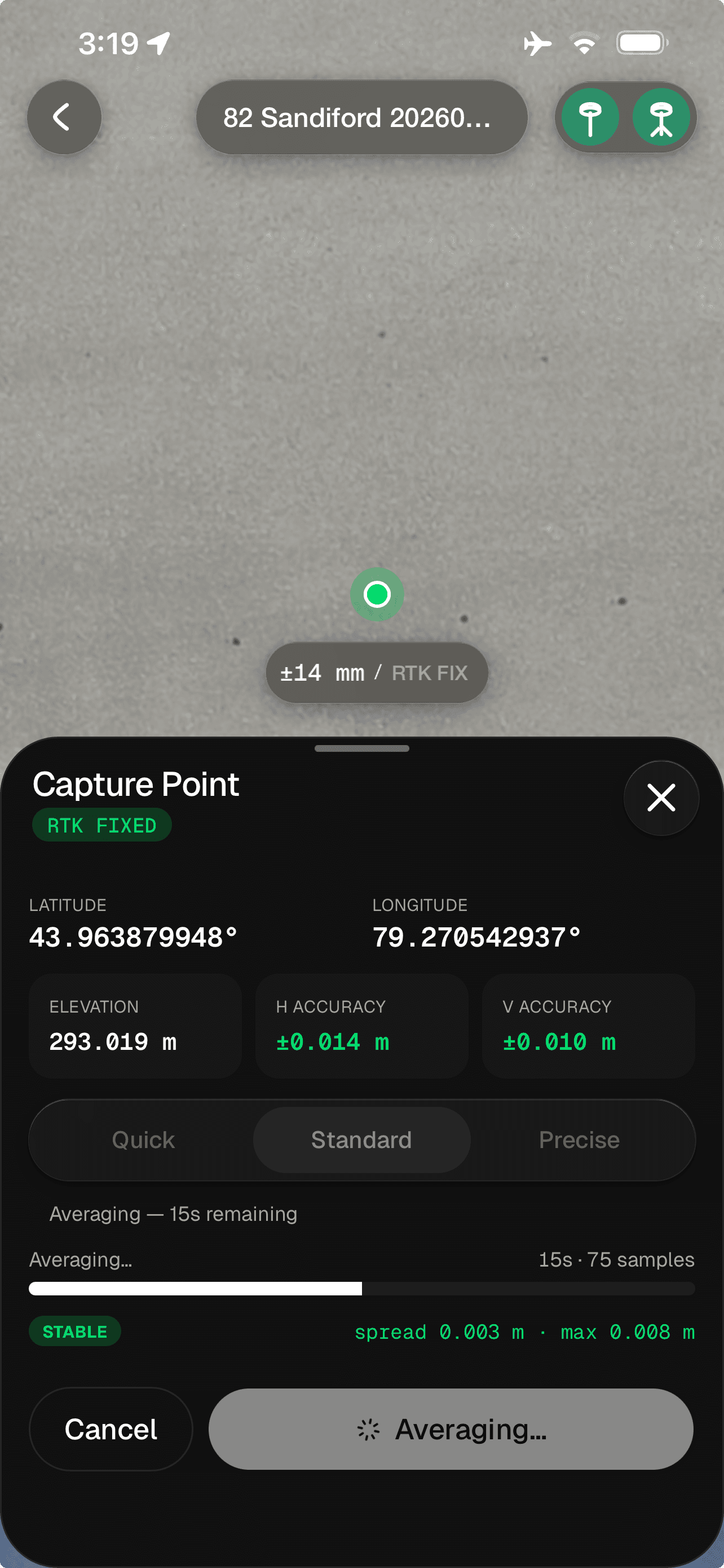 Mapdesk capturing a point